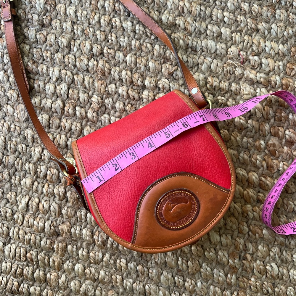 Dooney & Bourke Red and Tan saddle Crossbody Bag - Picture 9 of 14